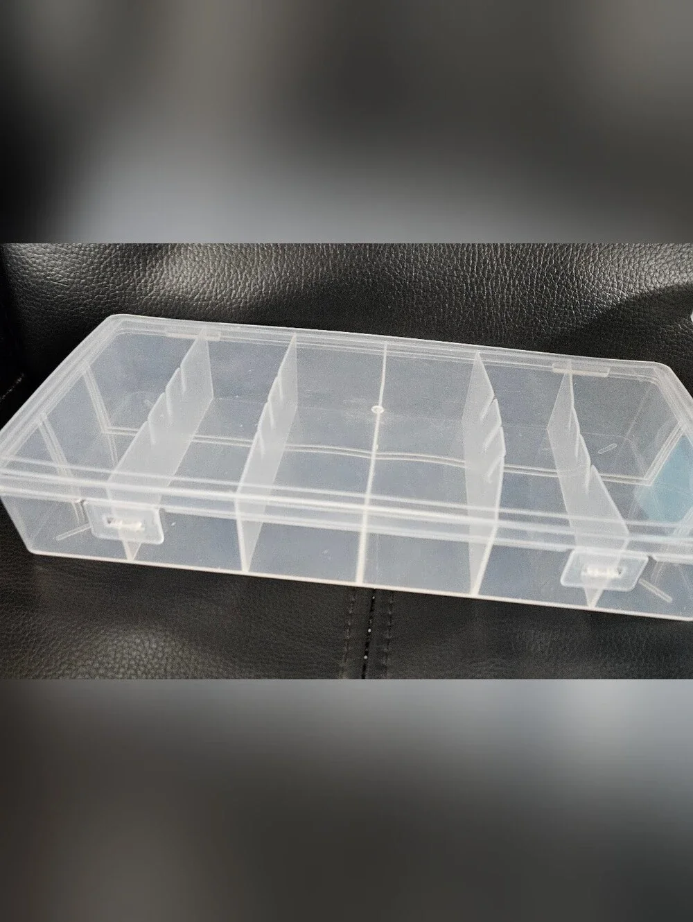 2 Clear Plastic Storage Containers One with Blue Accent Handle